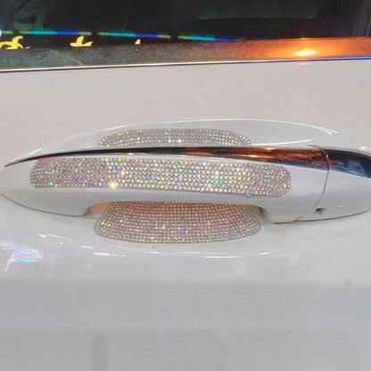 8pcs Car Door Handle Rhinestone Protective Stickers, Luxury Shiny Crystal Studded Design, Women Exclusive Car Door Handle & Door Bowl Protection Stickers, Anti-Scratch & Wear-Resistant Decorative Dual