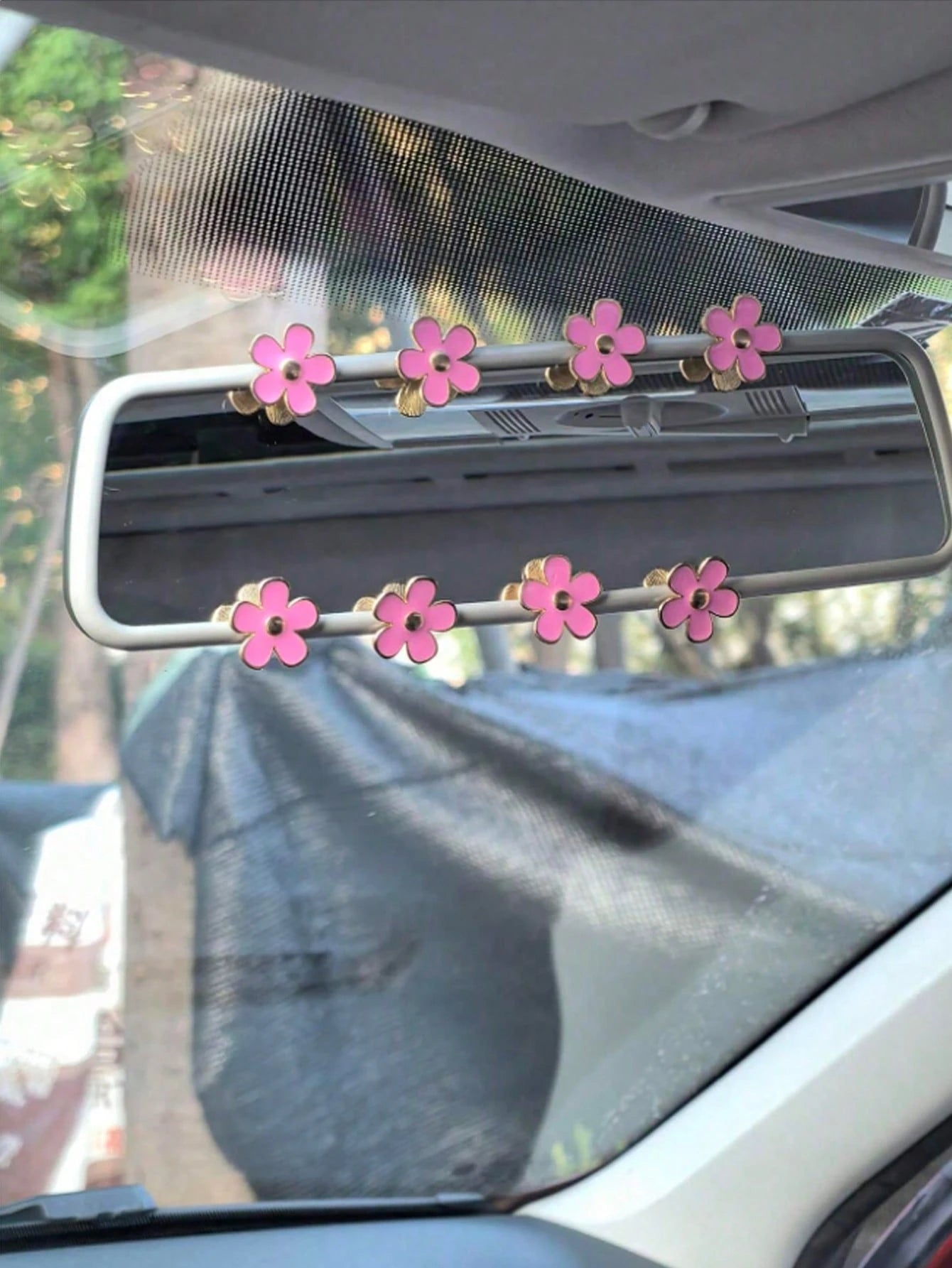 8pcs Car Interior Decor Metal Flower Rearview Mirror Console Accessories Small Flower Car Interior Rearview Mirror Center Console Panel Decoration Car Accessories Car Accessories Duck Car Rearview Mir