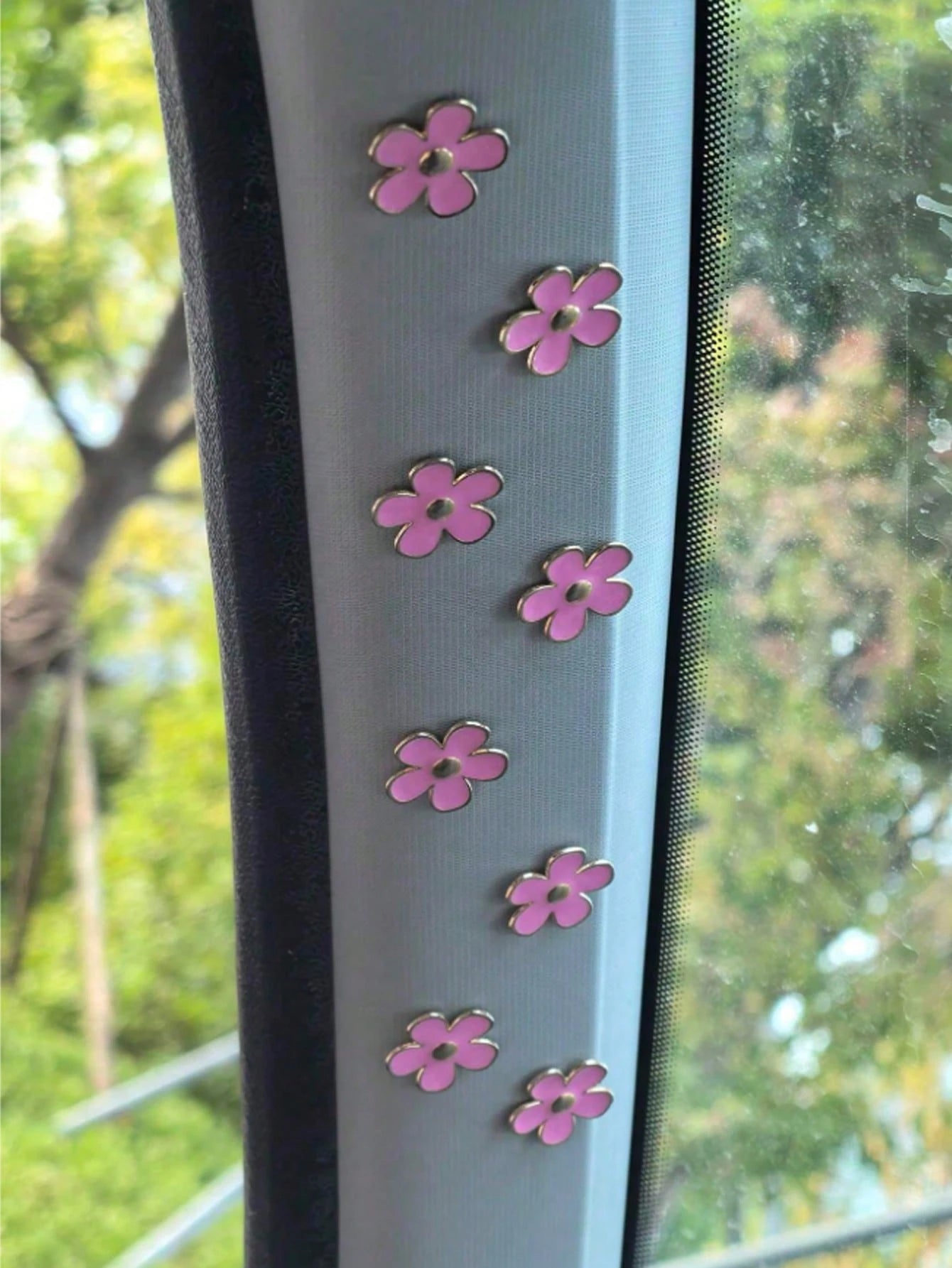 8pcs Car Interior Decor Metal Flower Rearview Mirror Console Accessories Small Flower Car Interior Rearview Mirror Center Console Panel Decoration Car Accessories Car Accessories Duck Car Rearview Mir