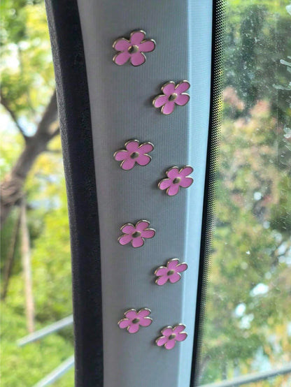 8pcs Car Interior Decor Metal Flower Rearview Mirror Console Accessories Small Flower Car Interior Rearview Mirror Center Console Panel Decoration Car Accessories Car Accessories Duck Car Rearview Mir
