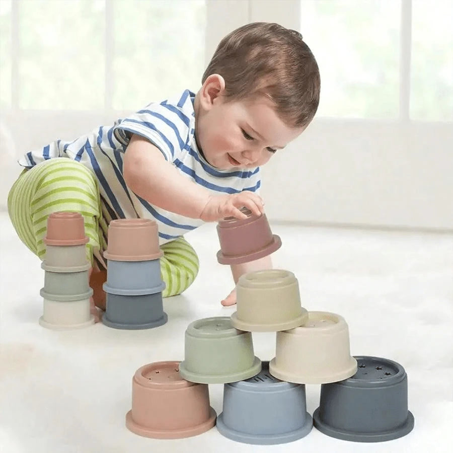 8pcs Stacking Cups Bath Toys Set, Stackable Nested Cups For 1-3 Years Old Toddler, Bathtub & Pool Toys For 6-12 Months Baby, Early Educational Montessori Style Gift, Suitable For 2-4 Years Old, Unisex
