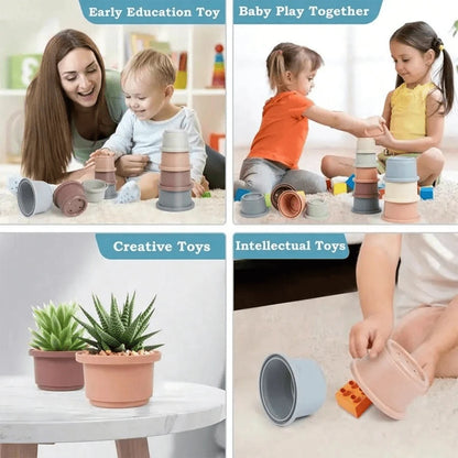 8pcs Stacking Cups Bath Toys Set, Stackable Nested Cups For 1-3 Years Old Toddler, Bathtub & Pool Toys For 6-12 Months Baby, Early Educational Montessori Style Gift, Suitable For 2-4 Years Old, Unisex