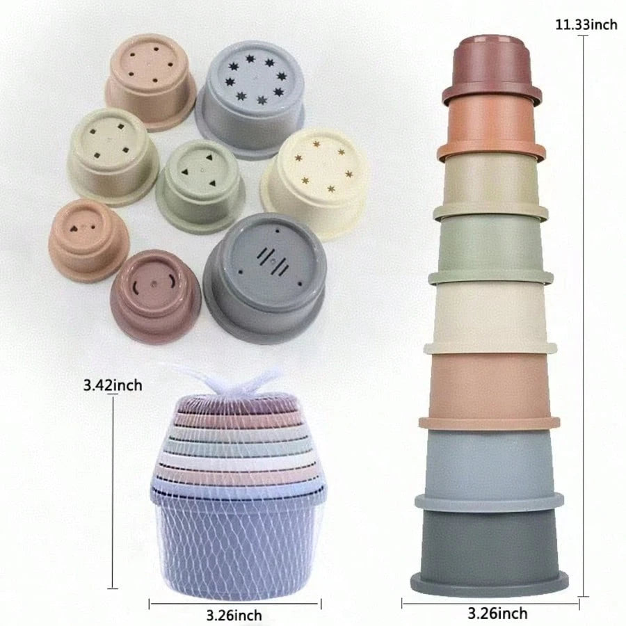 8pcs Stacking Cups Bath Toys Set, Stackable Nested Cups For 1-3 Years Old Toddler, Bathtub & Pool Toys For 6-12 Months Baby, Early Educational Montessori Style Gift, Suitable For 2-4 Years Old, Unisex