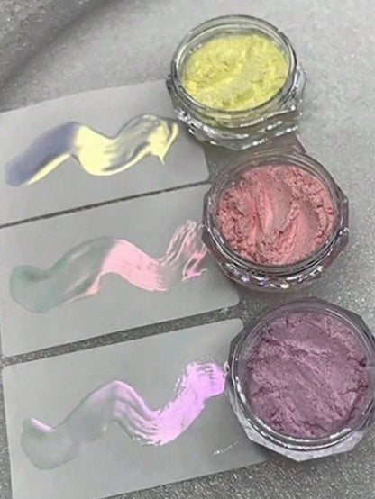 9 Colors Mermaid Powder, 9pcs Round Holographic Mermaid Powder- Odorless, High Gloss Pearl Shell Holographic Glitter Effect, For Nail Art Decoration