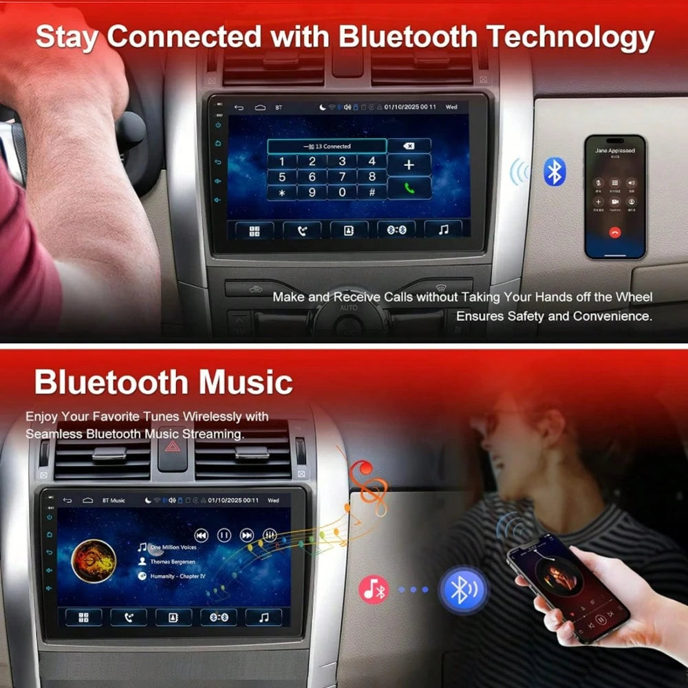 9 Inch Touchscreen 2+32G Android 13 Car Stereo Radio Fit To/Y/Ota Corolla 2009-2013 Wireless Apple CarPlay Android Auto Mirror Link GPS WiFi Bluetooth 5.0 FM RD/S EQ-32
