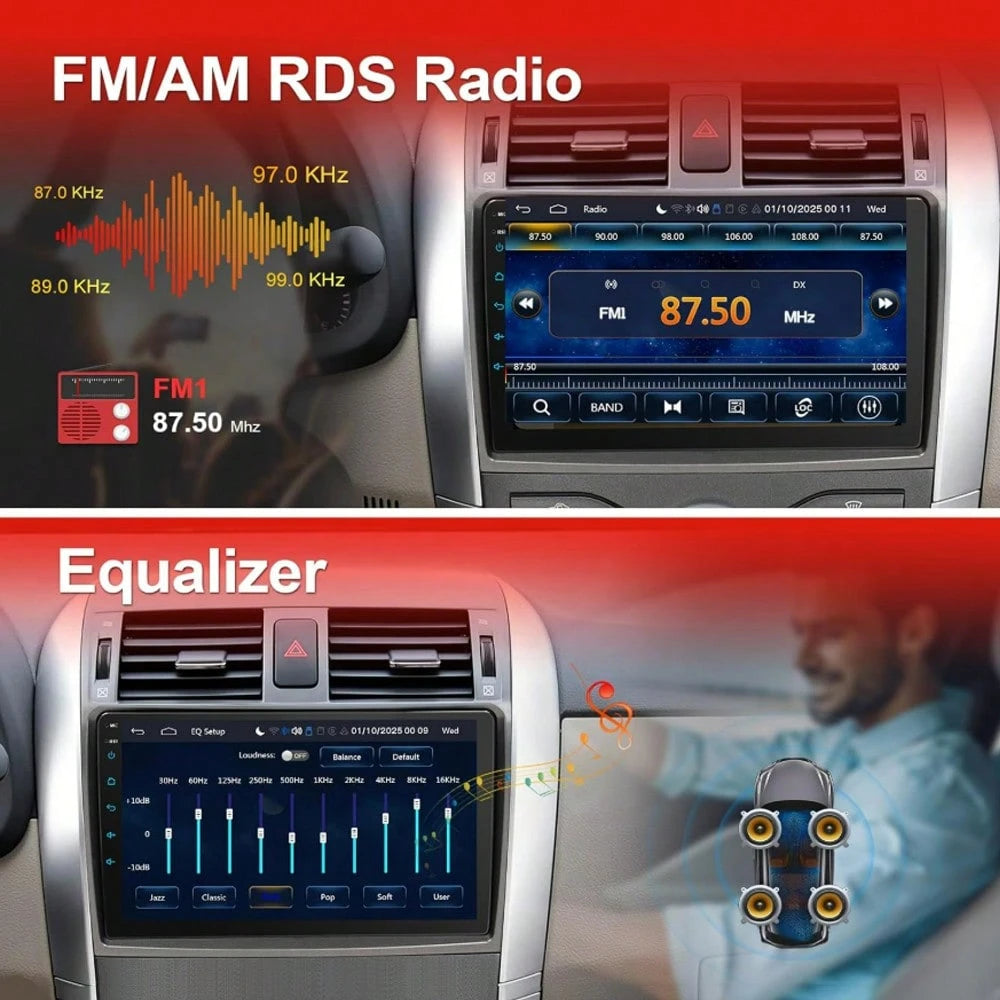 9 Inch Touchscreen 2+32G Android 13 Car Stereo Radio Fit To/Y/Ota Corolla 2009-2013 Wireless Apple CarPlay Android Auto Mirror Link GPS WiFi Bluetooth 5.0 FM RD/S EQ-32