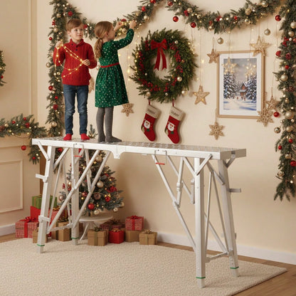 900lbs Independently Height-Adjustable Foldable Work Platform Portable Scaffolding. High Strength With A 900lb Load Capacity. Suitable For Various Complex Sites, Including Renovation, DIY Projects, RV