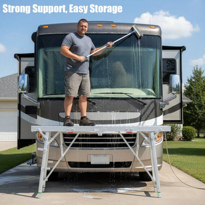 900lbs Independently Height-Adjustable Foldable Work Platform Portable Scaffolding. High Strength With A 900lb Load Capacity. Suitable For Various Complex Sites, Including Renovation, DIY Projects, RV