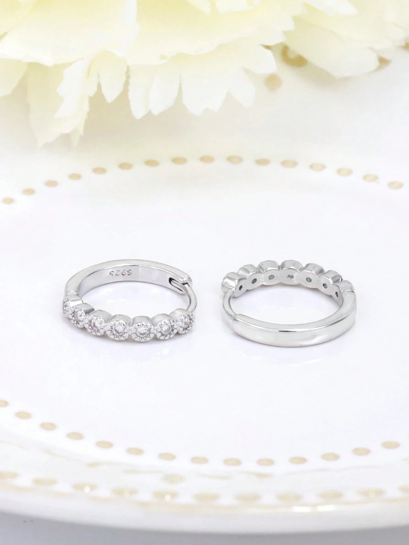 925 Sterling Silver Minimalist Hoop Earrings, Cubic Zirconia Earrings, Suitable For Daily Wear, Birthday Gift