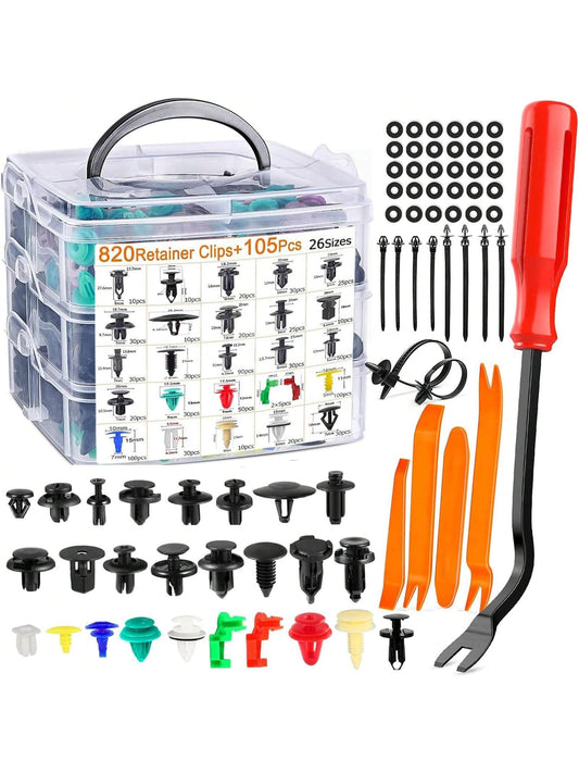 925PCS Car Trim Clips Set With Removal Tools, 26 Sizes Car Plastic Rivets Set, Assorted Retainer Clips Fasteners Kit For Bumper, Door- Universal Auto Body Rivet Clips And Fastener Remover