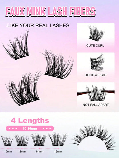 96pcs C-Curl Voluminous Eyelash Clusters, DIY Eyelash Extensions, Voluminous Cat Eye Eyelash Clusters, Long Eyelash Clusters, Length 10-16mm, Eyelash Clusters, Single Eyelashes