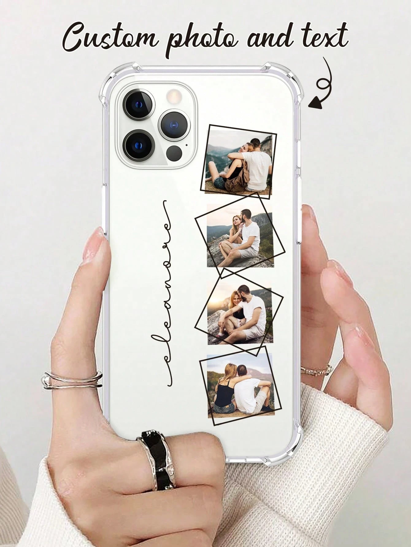 A Customizable Family/Pet/Couple/Wedding/Lifestyle/Travel Phone Case/Protective Cover With 4 Photos For Galaxy S22/S23/UltraA14/Compatible With IPhone 11/12/13/14/15 Pro Max Personalized Gifts