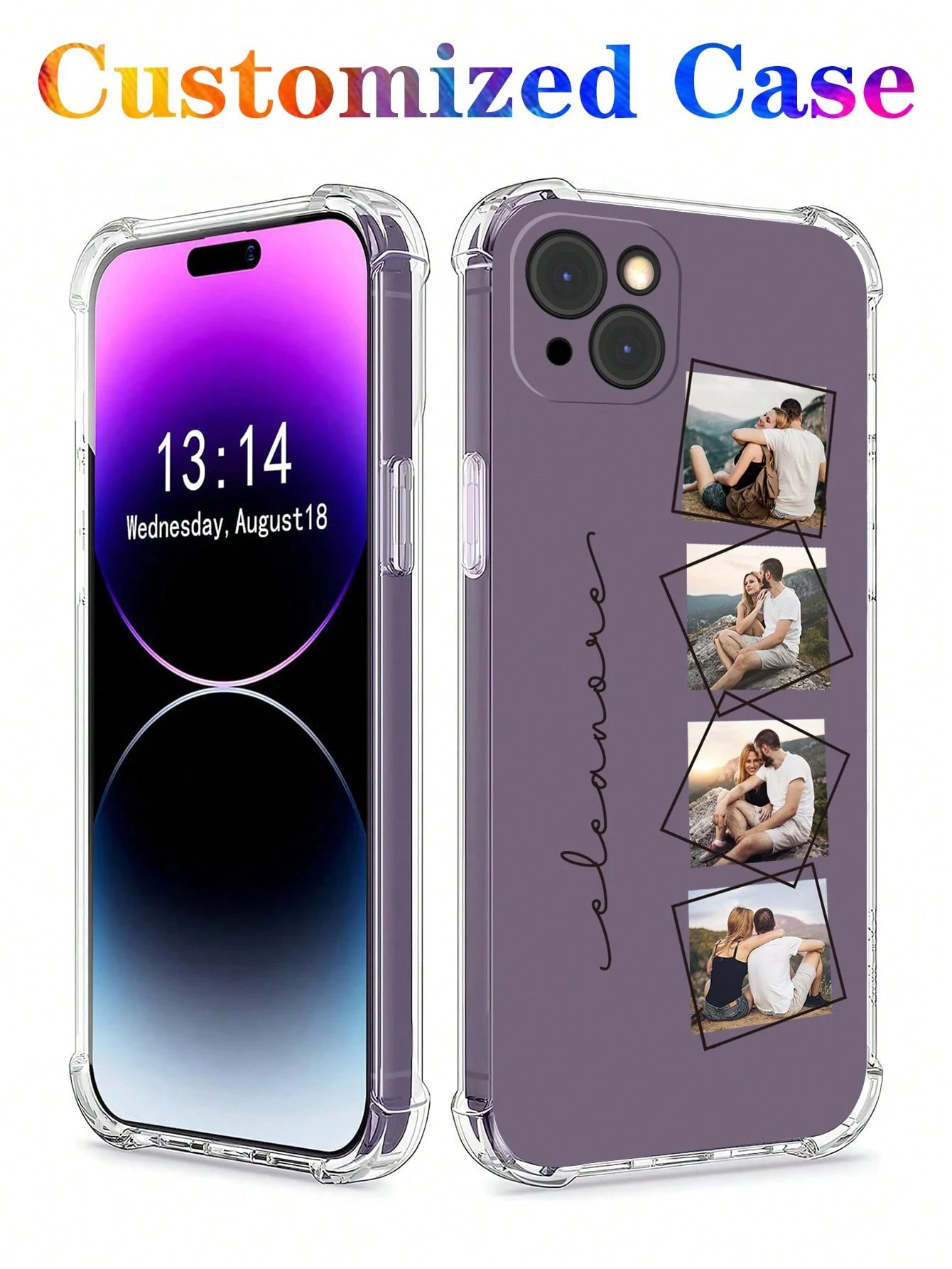 A Customizable Family/Pet/Couple/Wedding/Lifestyle/Travel Phone Case/Protective Cover With 4 Photos For Galaxy S22/S23/UltraA14/Compatible With IPhone 11/12/13/14/15 Pro Max Personalized Gifts