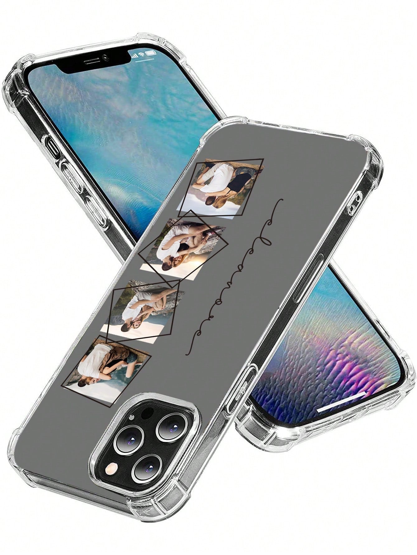 A Customizable Family/Pet/Couple/Wedding/Lifestyle/Travel Phone Case/Protective Cover With 4 Photos For Galaxy S22/S23/UltraA14/Compatible With IPhone 11/12/13/14/15 Pro Max Personalized Gifts