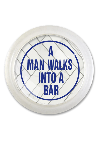 A Man Walks Into A Bar 4" Round Glass Coaster - Ben's Garden