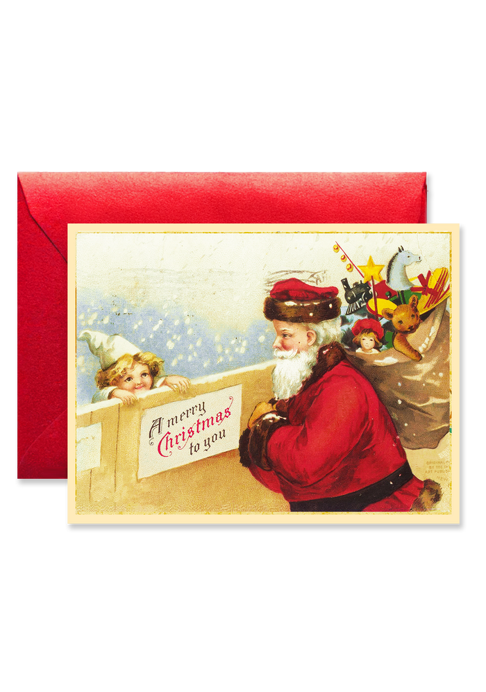 A Merry Christmas Santa with Presents Blank A7 Greeting Card - Ben's Garden