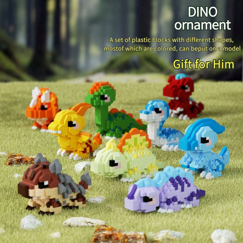 A Q-Version Design Dinosaur-Shaped Building Block. Jurassic Era, Cute Building Block, Suitable As Desk Decoration, Party Gift, Birthday Gift, Christmas Gift, Halloween Gift And Collectible Ornament.