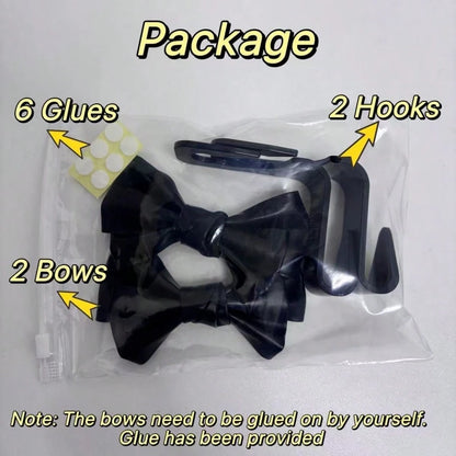 AD High-End Leather Bowknot Car Seat Back Hook, Multifunctional Vehicle Interior Storage Small Hanger