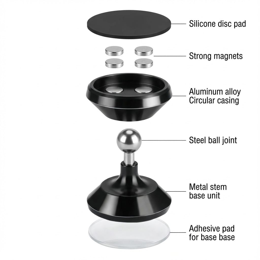 Adjustable Magnetic Car Phone Holder Magnetic Car Phone Holder For Dashboard, Strong Magnet Tight Fit, Non-Slip & Scratch-Free, Multi-Angle Adjustable, Universal For All Phone Models, Navigation Mount