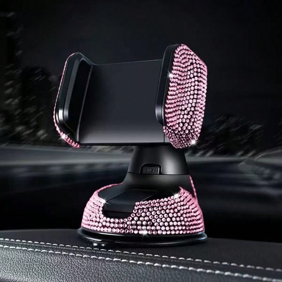 Adjustable Sparkling Sequin Full Rhinestone Suction Cup 360° Adjustable Crystal Car Phone Holder, Rhinestone Car Phone Mount Fit For Windshield, Dashboard And Air Vent, Car Accessories Spring Gift