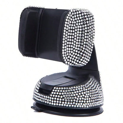 Adjustable Sparkling Sequin Full Rhinestone Suction Cup 360° Adjustable Crystal Car Phone Holder, Rhinestone Car Phone Mount Fit For Windshield, Dashboard And Air Vent, Car Accessories Spring Gift