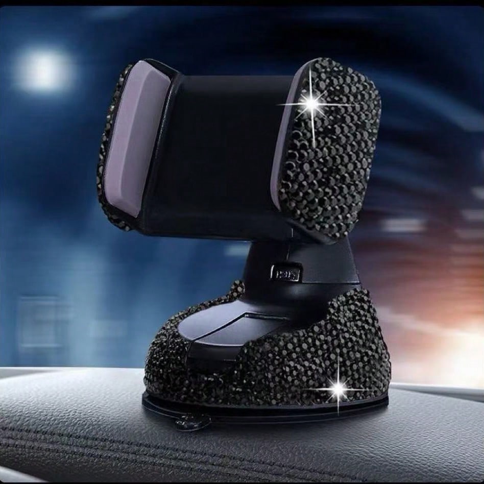 Adjustable Sparkling Sequin Full Rhinestone Suction Cup 360° Adjustable Crystal Car Phone Holder, Rhinestone Car Phone Mount Fit For Windshield, Dashboard And Air Vent, Car Accessories Spring Gift
