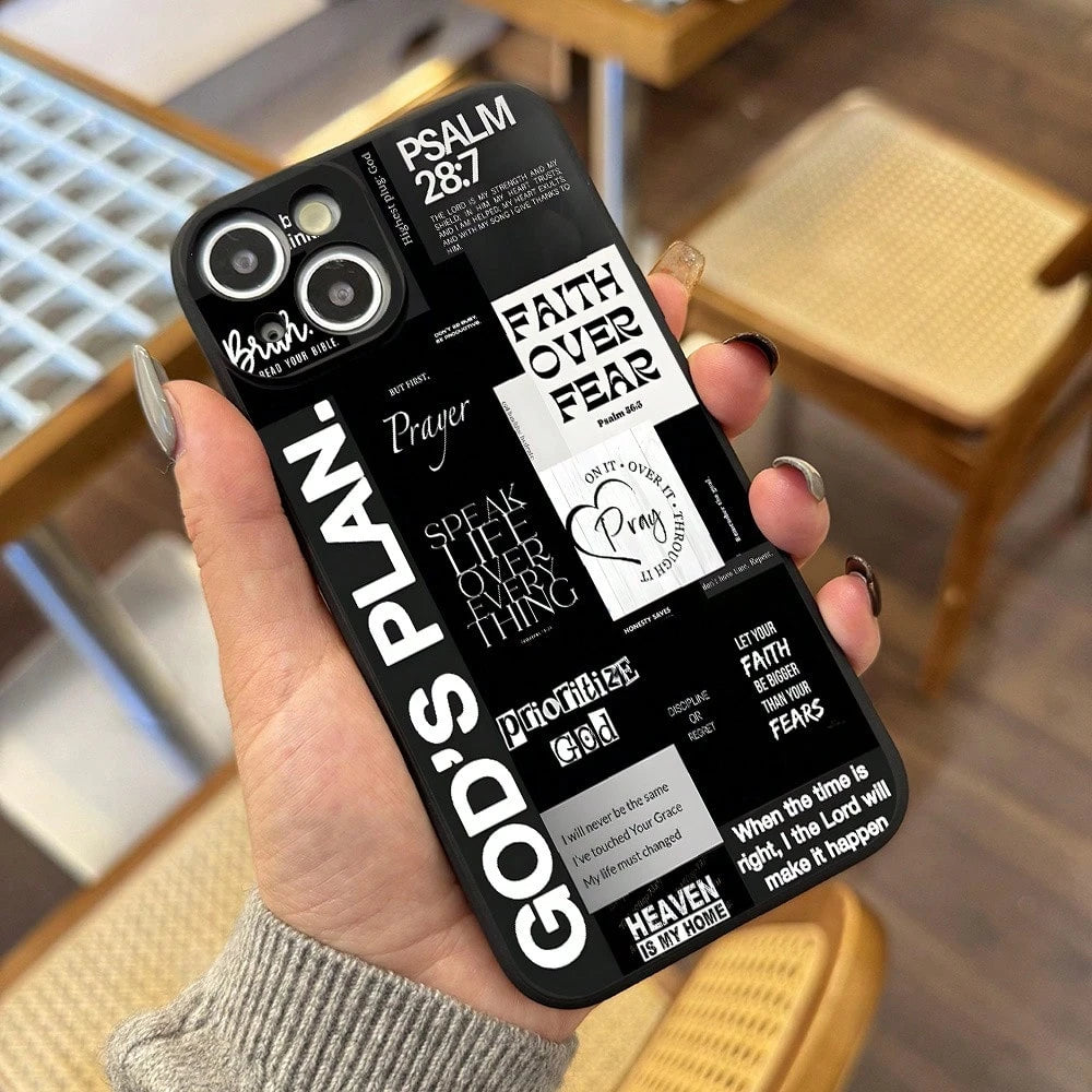 Aesthetic Christian Phone Case Featuring A Black And White Collage Of Bible Verses, Suitable For Iphone Models 16, 11, 15, 14, 13, And 12 Pro Max Plus. A Great Gift Idea For Christian Men And Boys.,Su