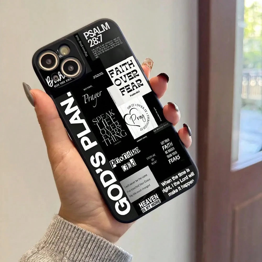 Aesthetic Christian Phone Case Featuring A Black And White Collage Of Bible Verses, Suitable For Iphone Models 16, 11, 15, 14, 13, And 12 Pro Max Plus. A Great Gift Idea For Christian Men And Boys.,Su