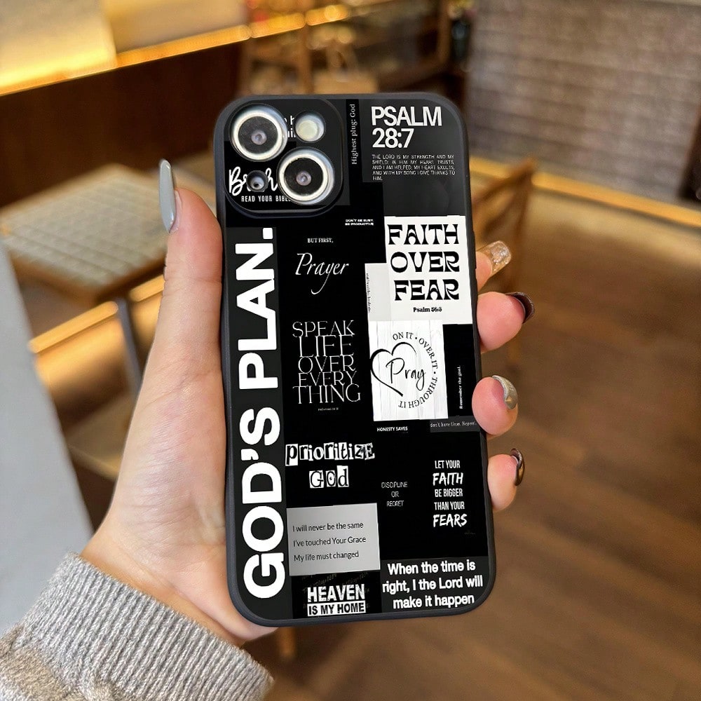 Aesthetic Christian Phone Case Featuring A Black And White Collage Of Bible Verses, Suitable For Iphone Models 16, 11, 15, 14, 13, And 12 Pro Max Plus. A Great Gift Idea For Christian Men And Boys.,Su