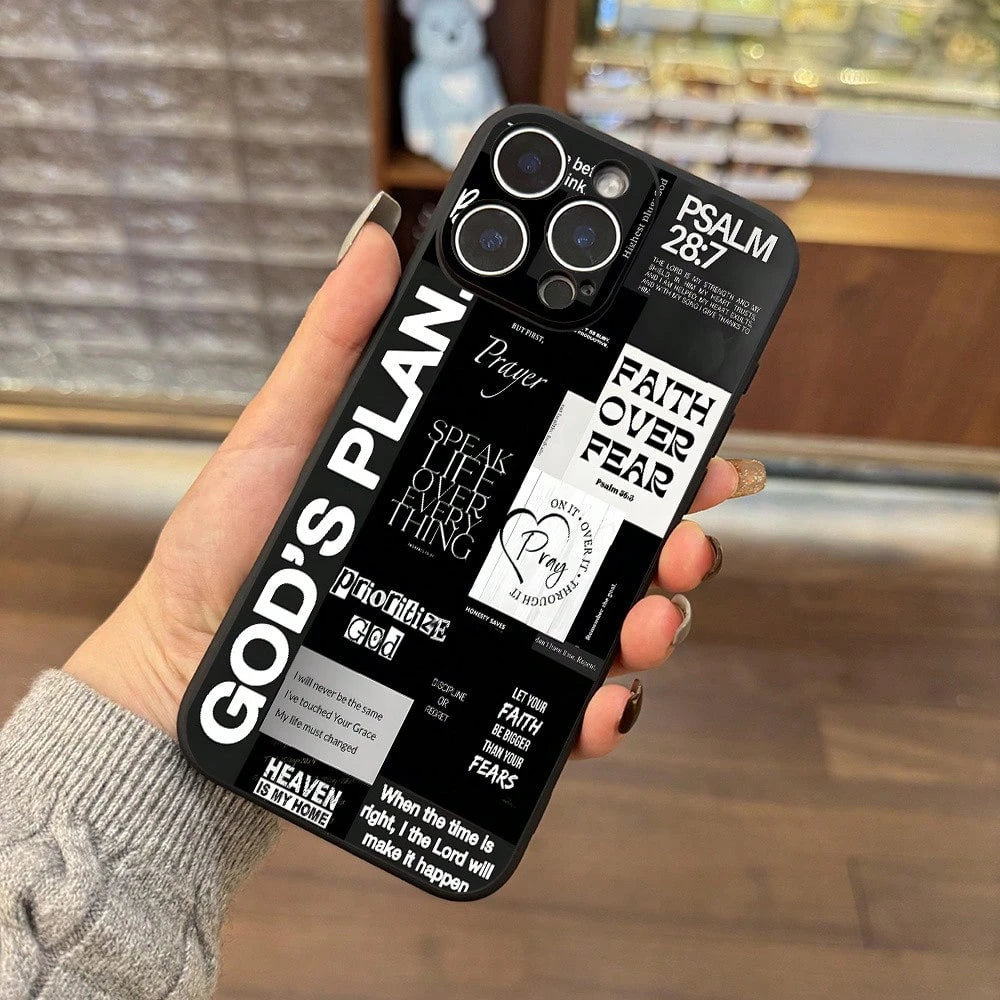 Aesthetic Christian Phone Case Featuring A Black And White Collage Of Bible Verses, Suitable For Iphone Models 16, 11, 15, 14, 13, And 12 Pro Max Plus. A Great Gift Idea For Christian Men And Boys.,Su
