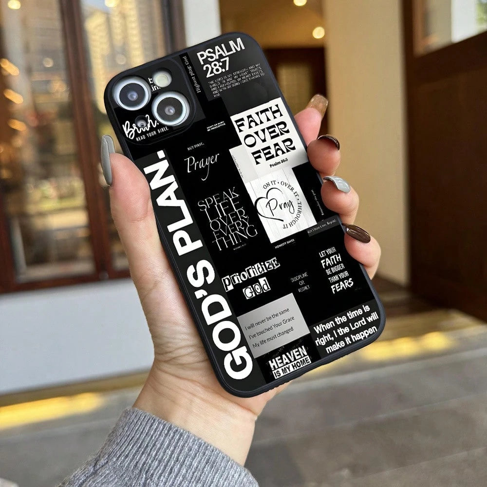 Aesthetic Christian Phone Case Featuring A Black And White Collage Of Bible Verses, Suitable For Iphone Models 16, 11, 15, 14, 13, And 12 Pro Max Plus. A Great Gift Idea For Christian Men And Boys.,Su
