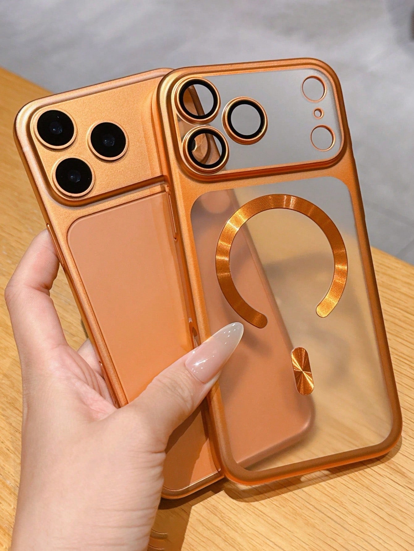 Alloy Luxury Magnetic Matte Bronze Metallic Translucent Integrated Lens Protection Phone Case Compatible With IPhone 17ProMax 17Pro 17Air 17 Pro Max 16 15 14 13 Pro Max Cases For Magnetic Wireless Cha