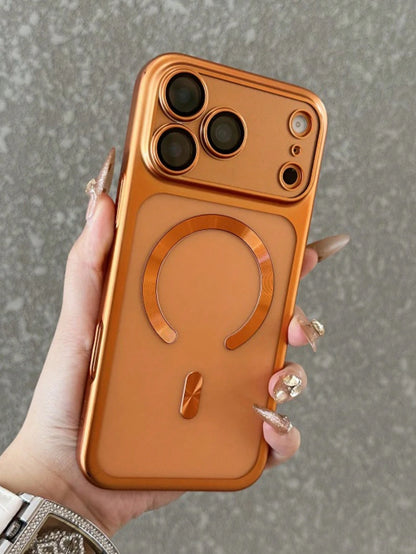 Alloy Luxury Magnetic Matte Bronze Metallic Translucent Integrated Lens Protection Phone Case Compatible With IPhone 17ProMax 17Pro 17Air 17 Pro Max 16 15 14 13 Pro Max Cases For Magnetic Wireless Cha