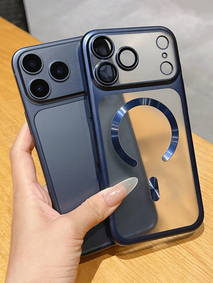 Alloy Luxury Magnetic Matte Bronze Metallic Translucent Integrated Lens Protection Phone Case Compatible With IPhone 17ProMax 17Pro 17Air 17 Pro Max 16 15 14 13 Pro Max Cases For Magnetic Wireless Cha