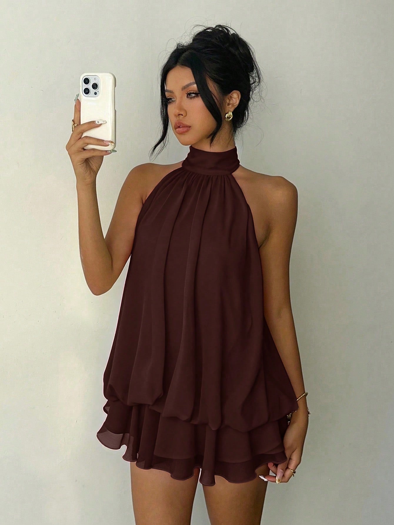 Aloruh Women's Elegant Red Valentine's Day Halter Neck Mini Dress,Summer Dresses For Women