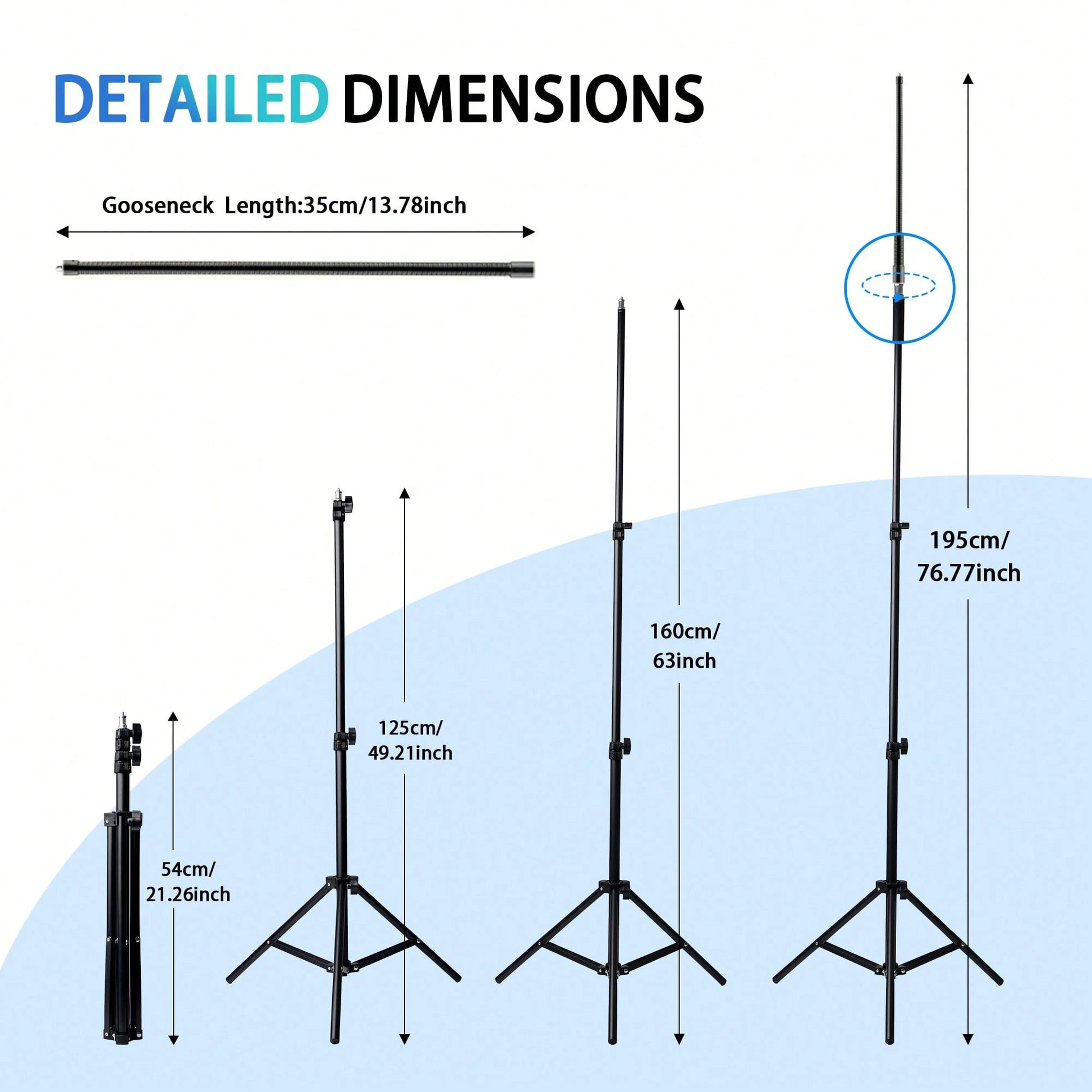 Aluminum Alloy Tripod Phone Holder With 35cm Extension Hose+1.6m Adjustable Height, Equipped For 360 ° Free Rotation, Video Live Streaming, Selfie, Suitable For Mobile Phones And Cameras,Suitable For