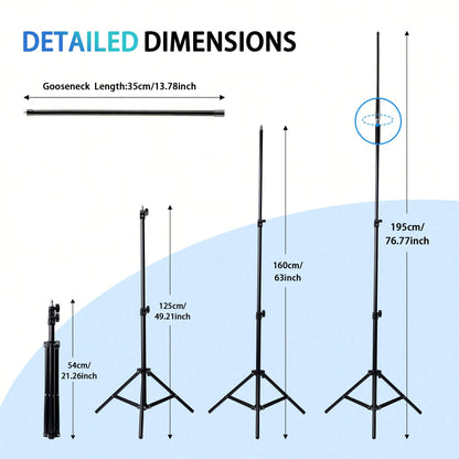Aluminum Alloy Tripod Phone Holder With 35cm Extension Hose+1.6m Adjustable Height, Equipped For 360 ° Free Rotation, Video Live Streaming, Selfie, Suitable For Mobile Phones And Cameras,Suitable For
