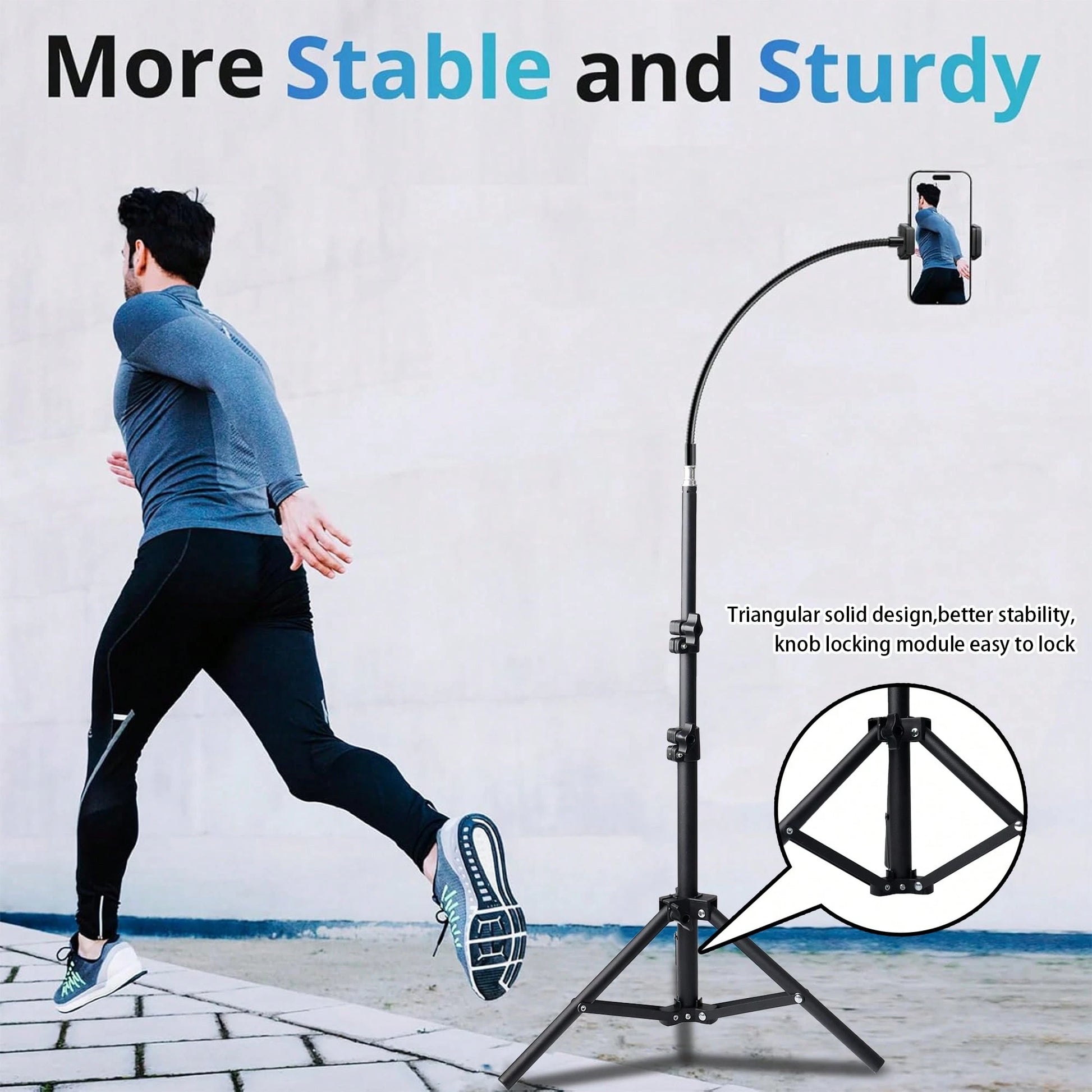 Aluminum Alloy Tripod Phone Holder With 35cm Extension Hose+1.6m Adjustable Height, Equipped For 360 ° Free Rotation, Video Live Streaming, Selfie, Suitable For Mobile Phones And Cameras,Suitable For