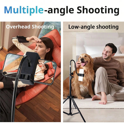 Aluminum Alloy Tripod Phone Holder With 35cm Extension Hose+1.6m Adjustable Height, Equipped For 360 ° Free Rotation, Video Live Streaming, Selfie, Suitable For Mobile Phones And Cameras,Suitable For