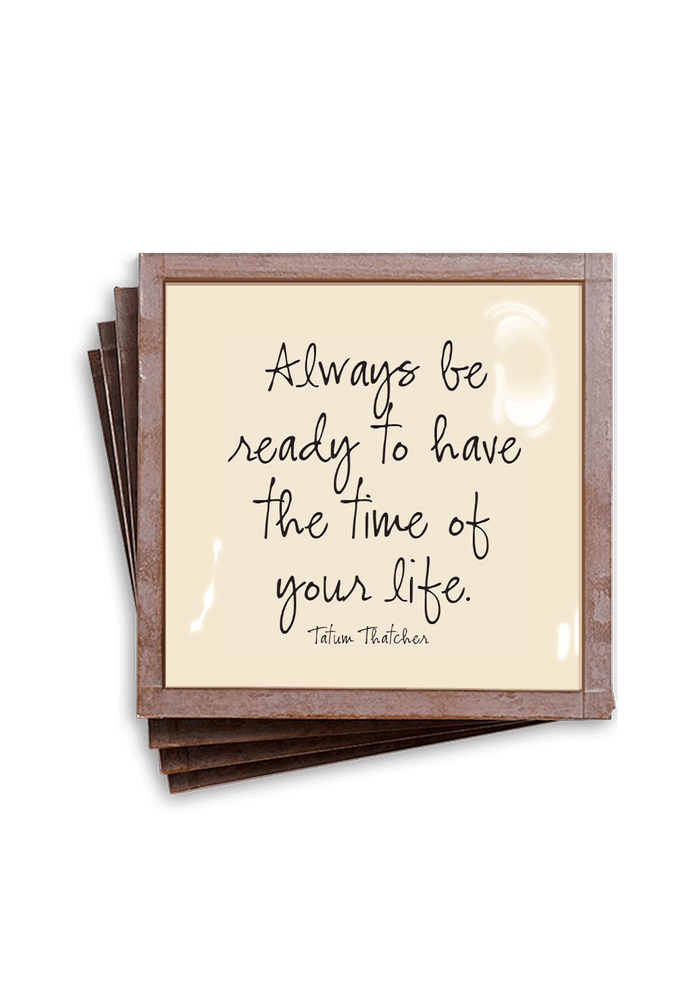 Always Be Ready Copper & Glass Coasters, Set of 4 - Ben's Garden