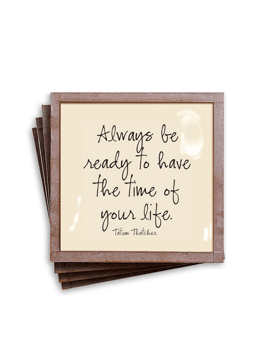 Always Be Ready Copper & Glass Coasters, Set of 4 - Ben's Garden
