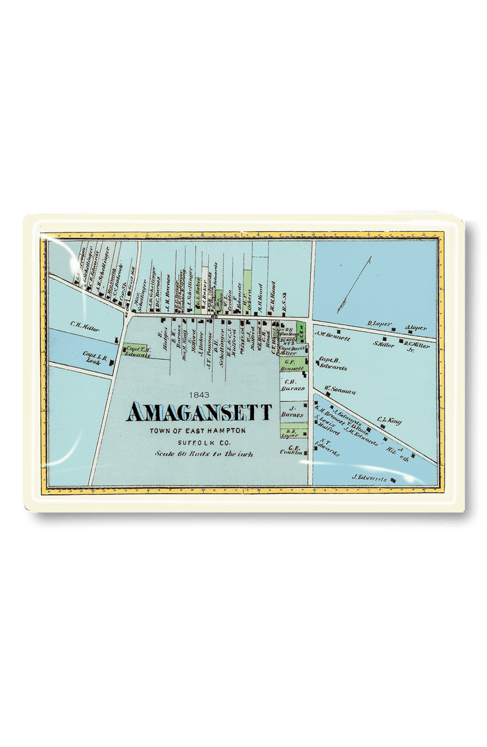 Amagansett Vintage Map Decoupage Glass Tray - Ben's Garden
