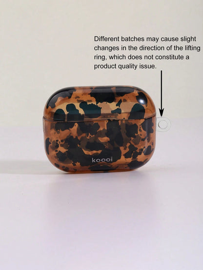Amber Leopard Print Anti-Lost Protective Case, Suitable For AirPods 1/2/3/4 And Pro 1/2/3 Wireless Earphones
