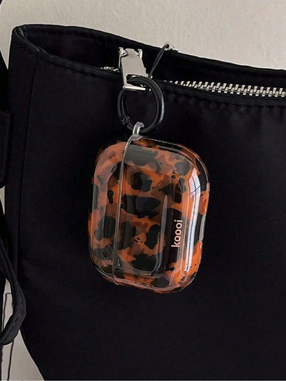 Amber Leopard Print Anti-Lost Protective Case, Suitable For AirPods 1/2/3/4 And Pro 1/2/3 Wireless Earphones