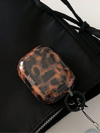 Amber Leopard Print Anti-Lost Protective Case, Suitable For AirPods 1/2/3/4 And Pro 1/2/3 Wireless Earphones