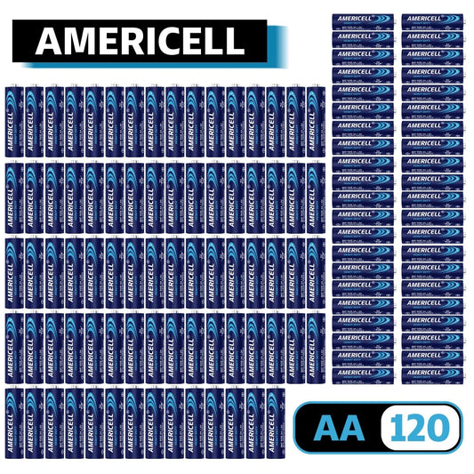 AMERICELL 120 Pcs AA Batteries, High-Power Carbon For Flashlights, Wireless Keyboards, Toys & Emergency Devices- (Disposable Battery, Non-Rechargeable.)