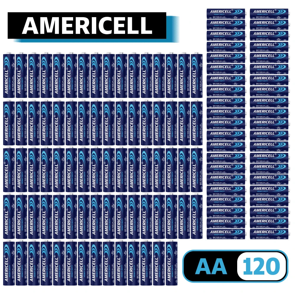 AMERICELL 120 Pcs AA Batteries, High-Power Carbon For Flashlights, Wireless Keyboards, Toys & Emergency Devices- (Disposable Battery, Non-Rechargeable.)
