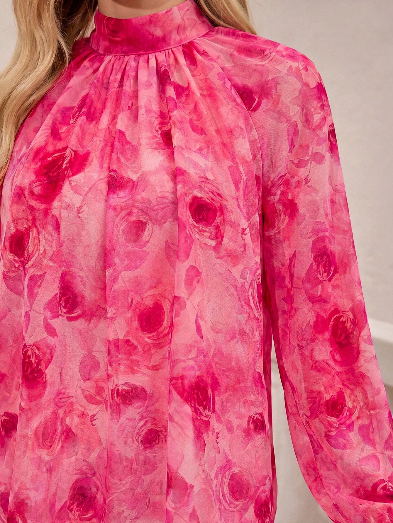 Amorya After Bloom Floral Chiffon Blouse,Long Sleeved Shirt, Casual Shirt, Elegant Shirt, Commuting Shirt, Date Tea Party Party Shirt, Holiday Shirt