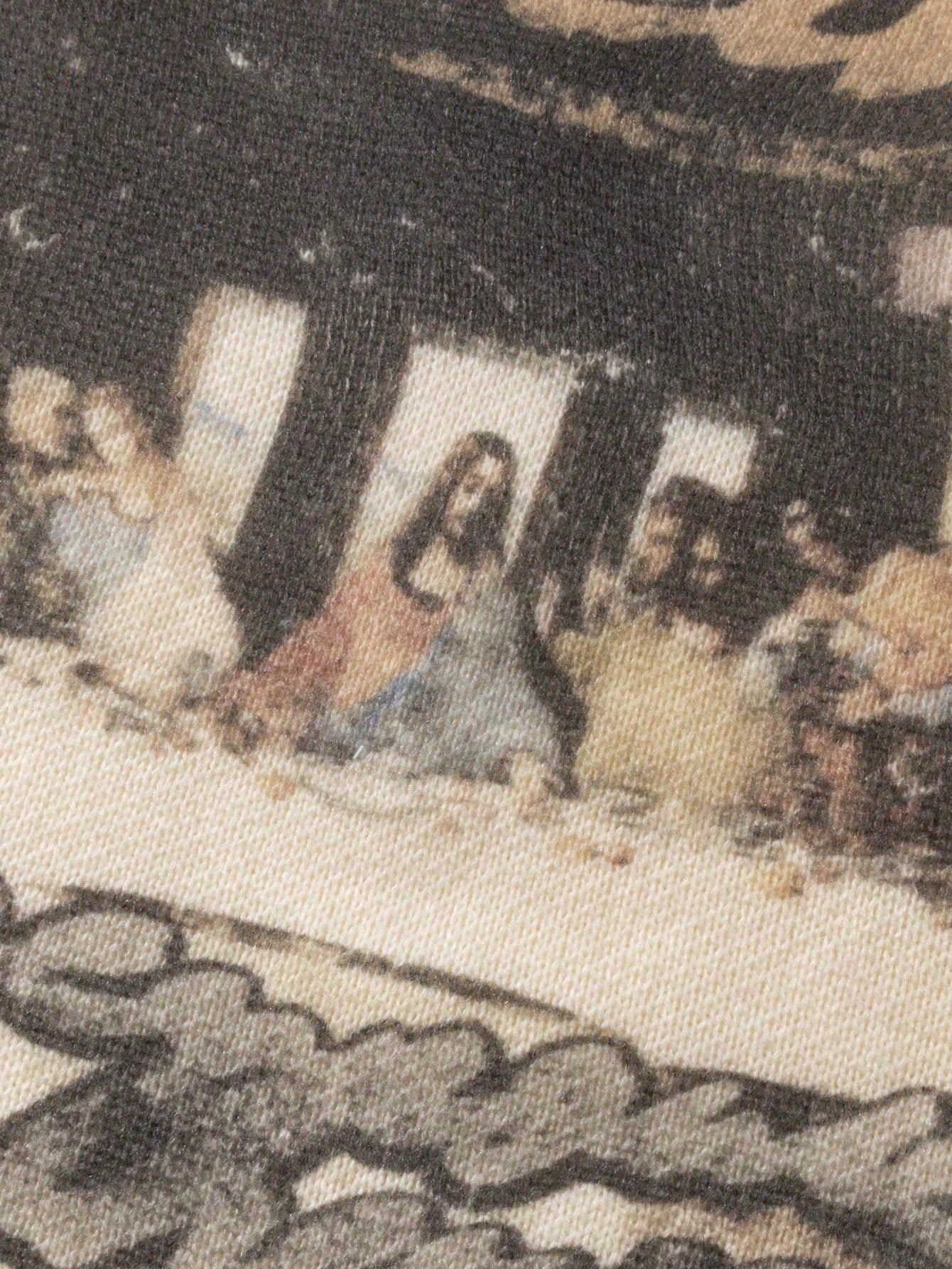 ANDREILEEANDREILEE Men's Street Fashion French Oil Painting Print Distressed Knit Sweater, Casual Crew Neck Slim Fit Pullover Knitwear For Autumn/Winter