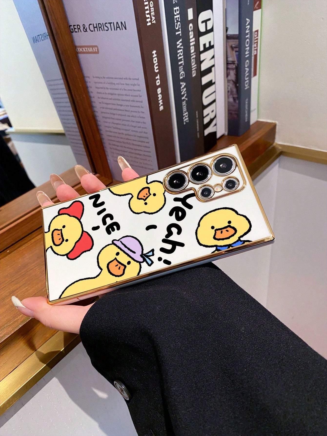 #Android#1pc White Electroplated TPU Cute Cartoon Duck Pattern Phone Case, Full Coverage Dustproof Waterproof Soft Shell Suitable For Versatile Phone Case/Lanyard Phone Case/Funny Phone Case/Android P